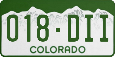 CO license plate 018DII