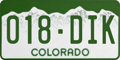 CO license plate 018DIK