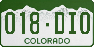 CO license plate 018DIO