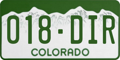 CO license plate 018DIR