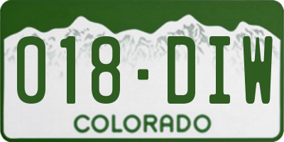 CO license plate 018DIW
