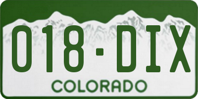 CO license plate 018DIX