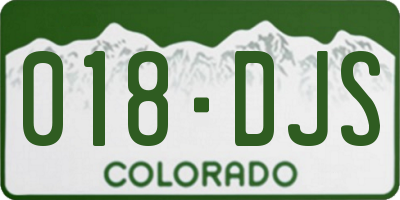 CO license plate 018DJS