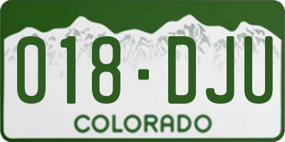 CO license plate 018DJU