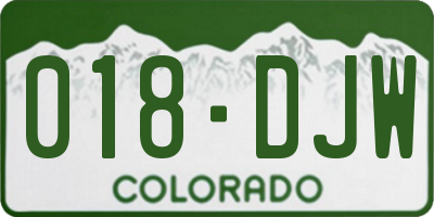 CO license plate 018DJW