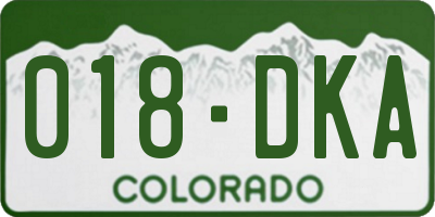 CO license plate 018DKA