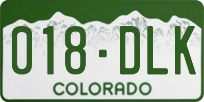 CO license plate 018DLK