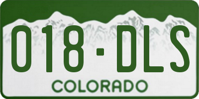 CO license plate 018DLS