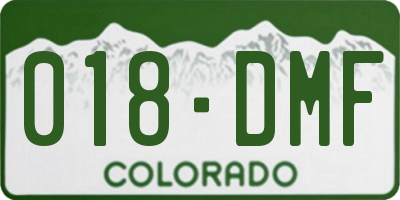 CO license plate 018DMF