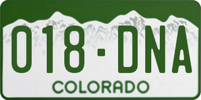 CO license plate 018DNA