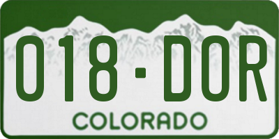 CO license plate 018DOR