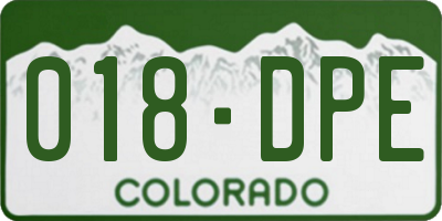 CO license plate 018DPE