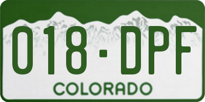 CO license plate 018DPF