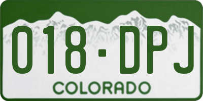 CO license plate 018DPJ