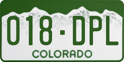 CO license plate 018DPL