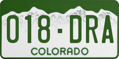 CO license plate 018DRA