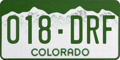 CO license plate 018DRF