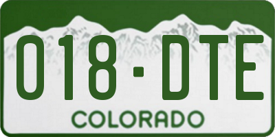 CO license plate 018DTE