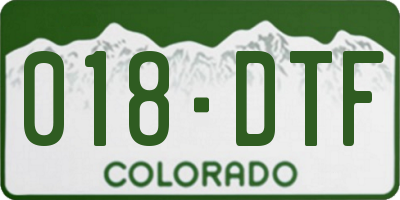 CO license plate 018DTF