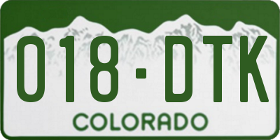 CO license plate 018DTK