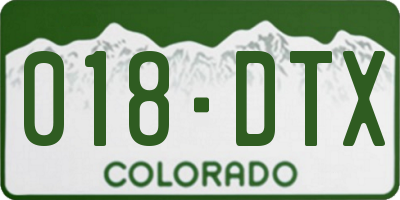 CO license plate 018DTX