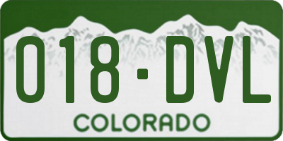 CO license plate 018DVL