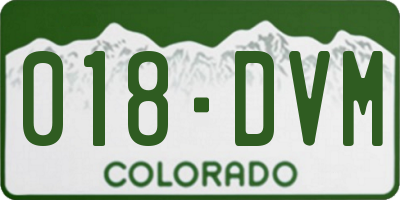 CO license plate 018DVM
