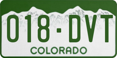 CO license plate 018DVT