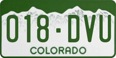 CO license plate 018DVU