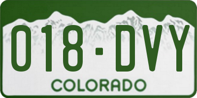 CO license plate 018DVY