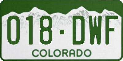 CO license plate 018DWF