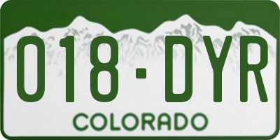 CO license plate 018DYR