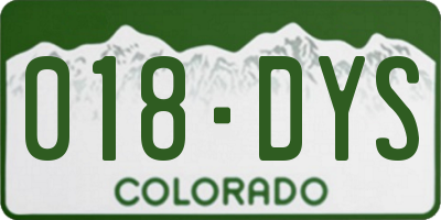 CO license plate 018DYS