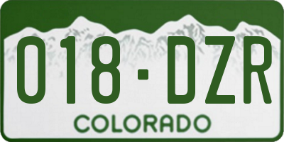 CO license plate 018DZR