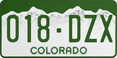 CO license plate 018DZX