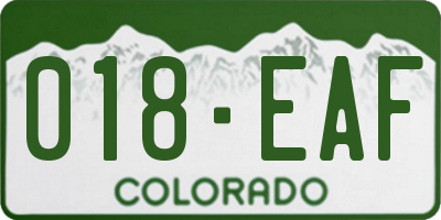 CO license plate 018EAF