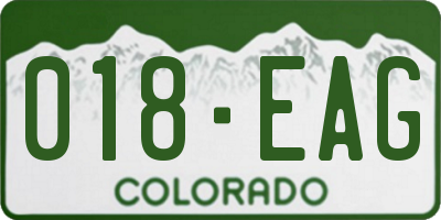 CO license plate 018EAG