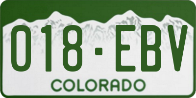 CO license plate 018EBV