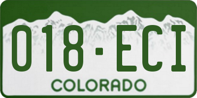 CO license plate 018ECI