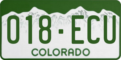 CO license plate 018ECU