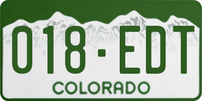 CO license plate 018EDT
