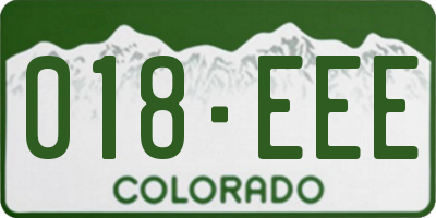 CO license plate 018EEE