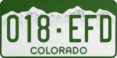CO license plate 018EFD