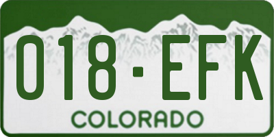 CO license plate 018EFK