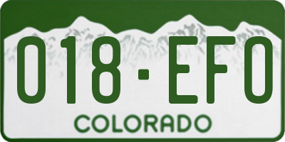 CO license plate 018EFO
