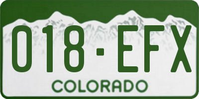 CO license plate 018EFX