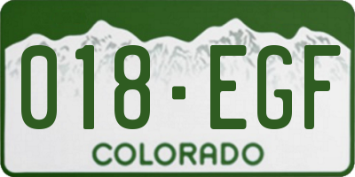 CO license plate 018EGF