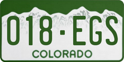 CO license plate 018EGS