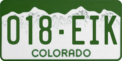 CO license plate 018EIK