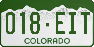 CO license plate 018EIT